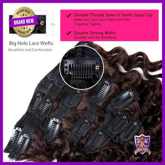 24 Inch Clip In Human Hair Extensions 8Pcs 120g Double Weft Seamless main image 5